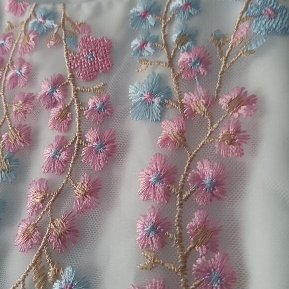 Jona Michelle Multicolored Floral And Blue Tulle Dress Sz 8 - Picture 5 of 9